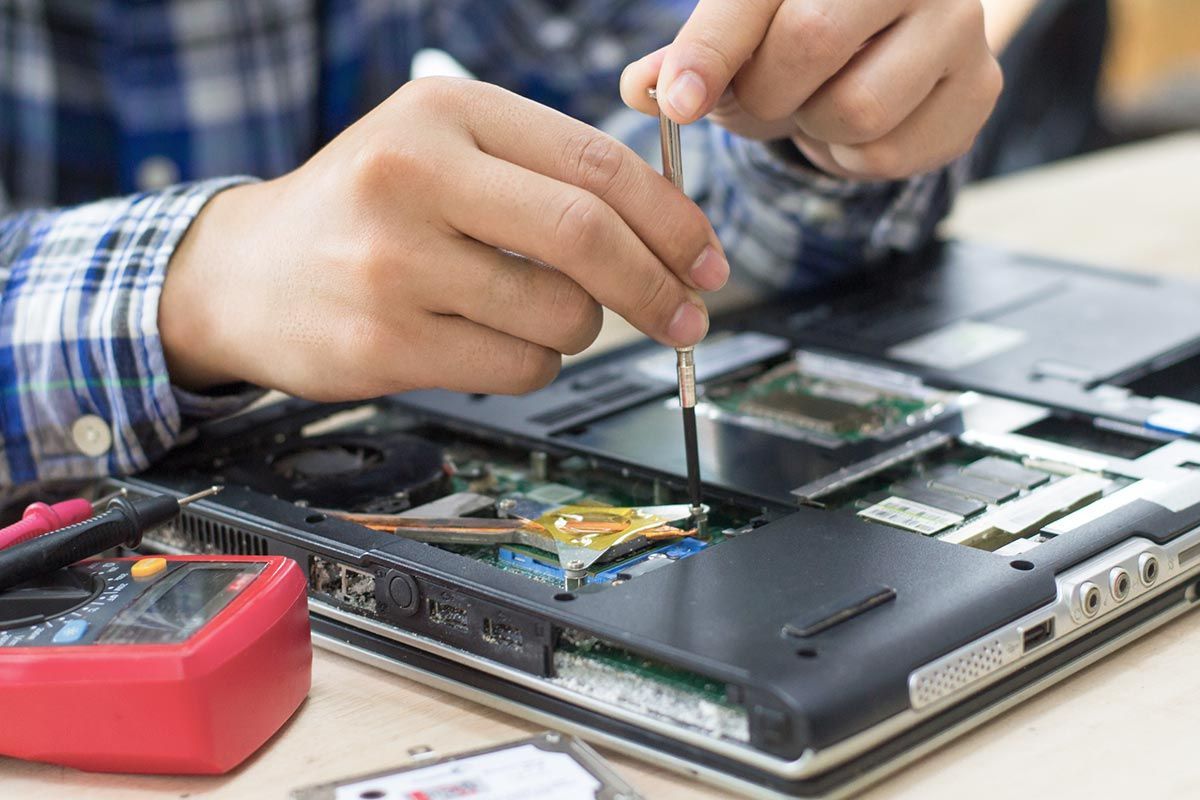 Computer repair concept Close-up view.Hardware