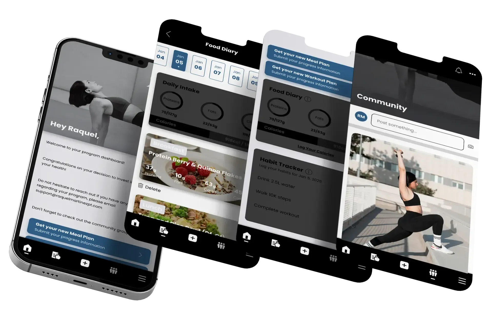 Smartphone with blank screens and placeholder text 