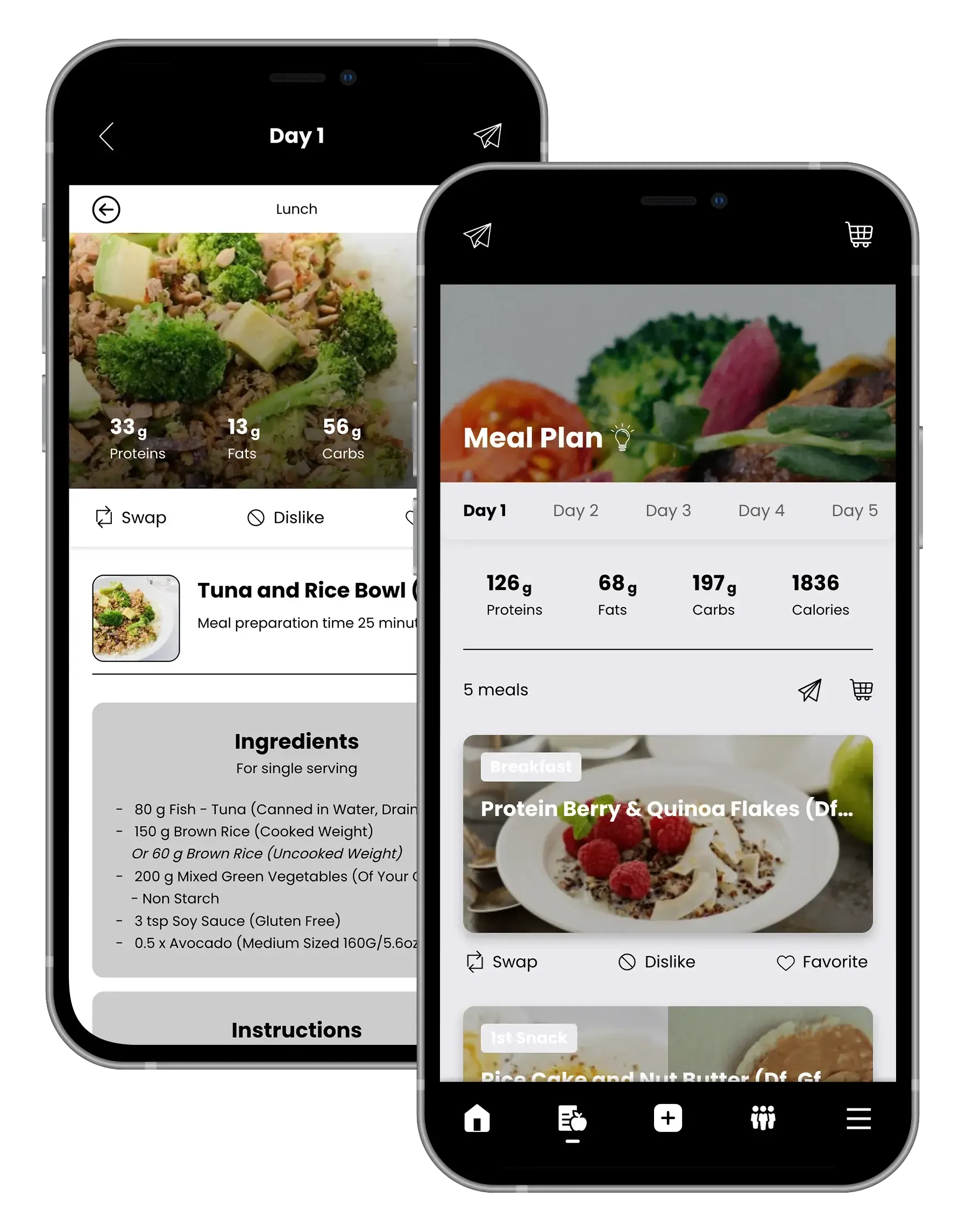 Two smartphones showing placeholder text 