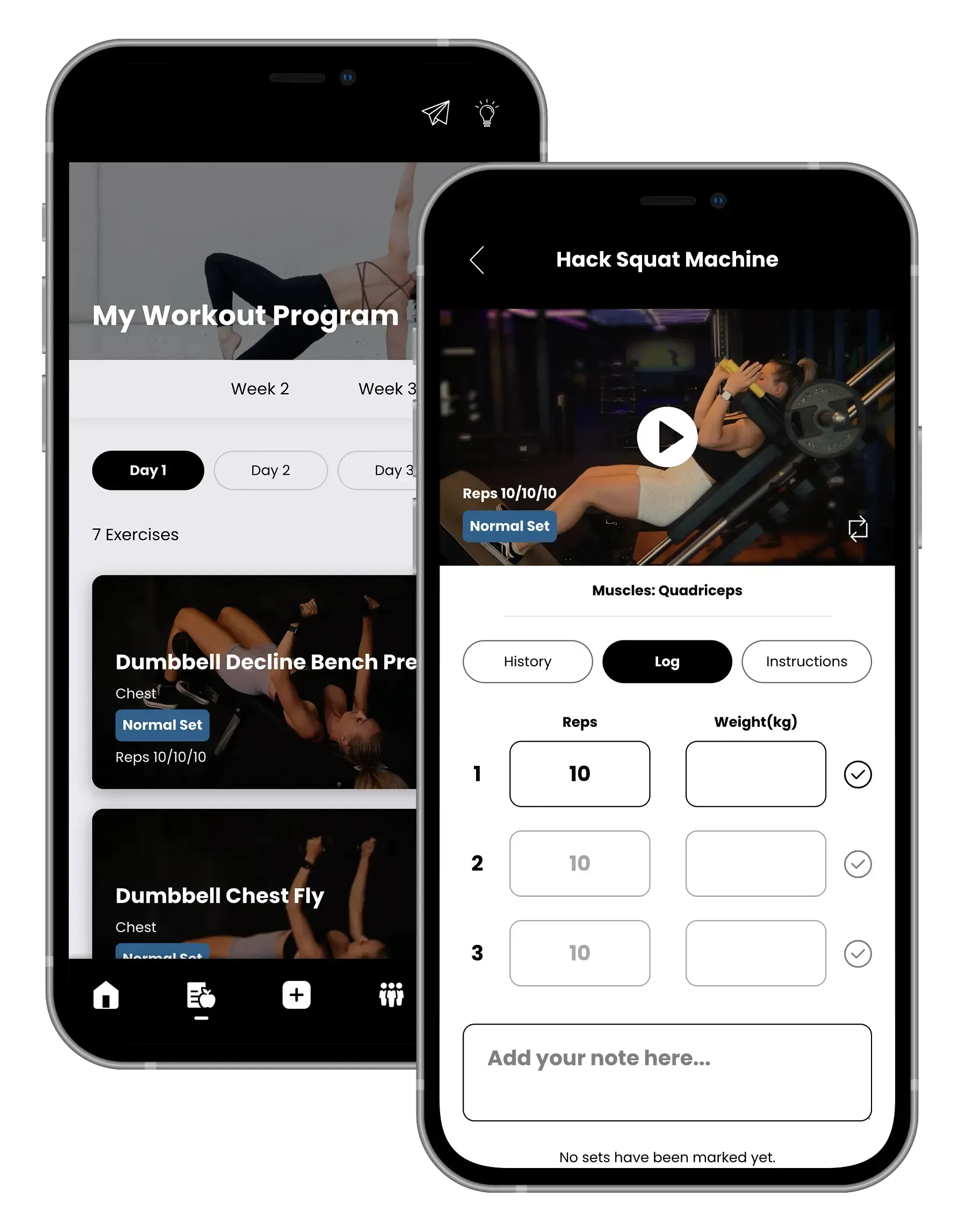 Two smartphones showing placeholder text 