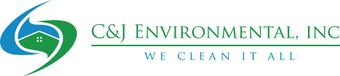 The logo for c & j environmental inc says we clean it all