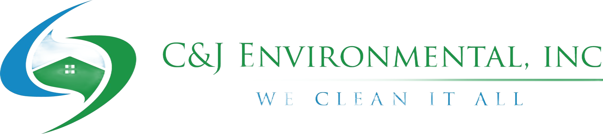 The logo for c & j environmental inc says we clean it all