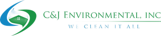The logo for c & j environmental inc says we clean it all