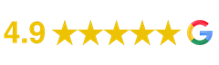 A google logo with five stars and the letter g on a white background.