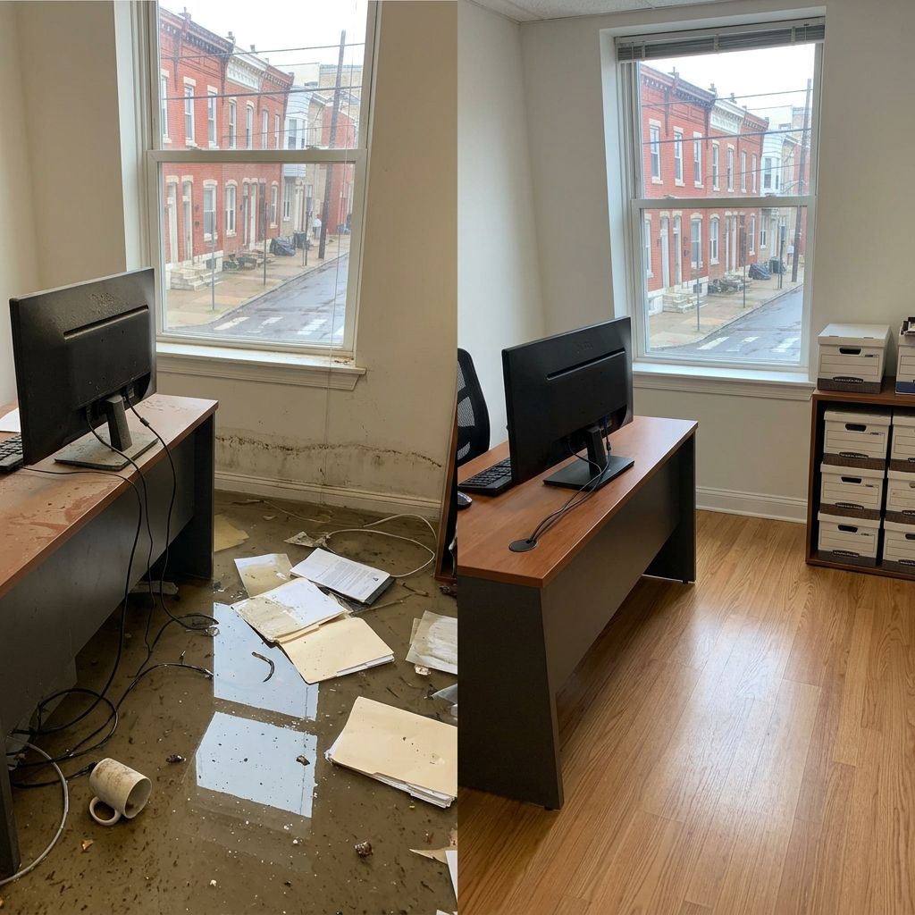 Before and after flood restoration Philadelphia PA