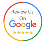 A circle with the words `` review us on google '' on it.