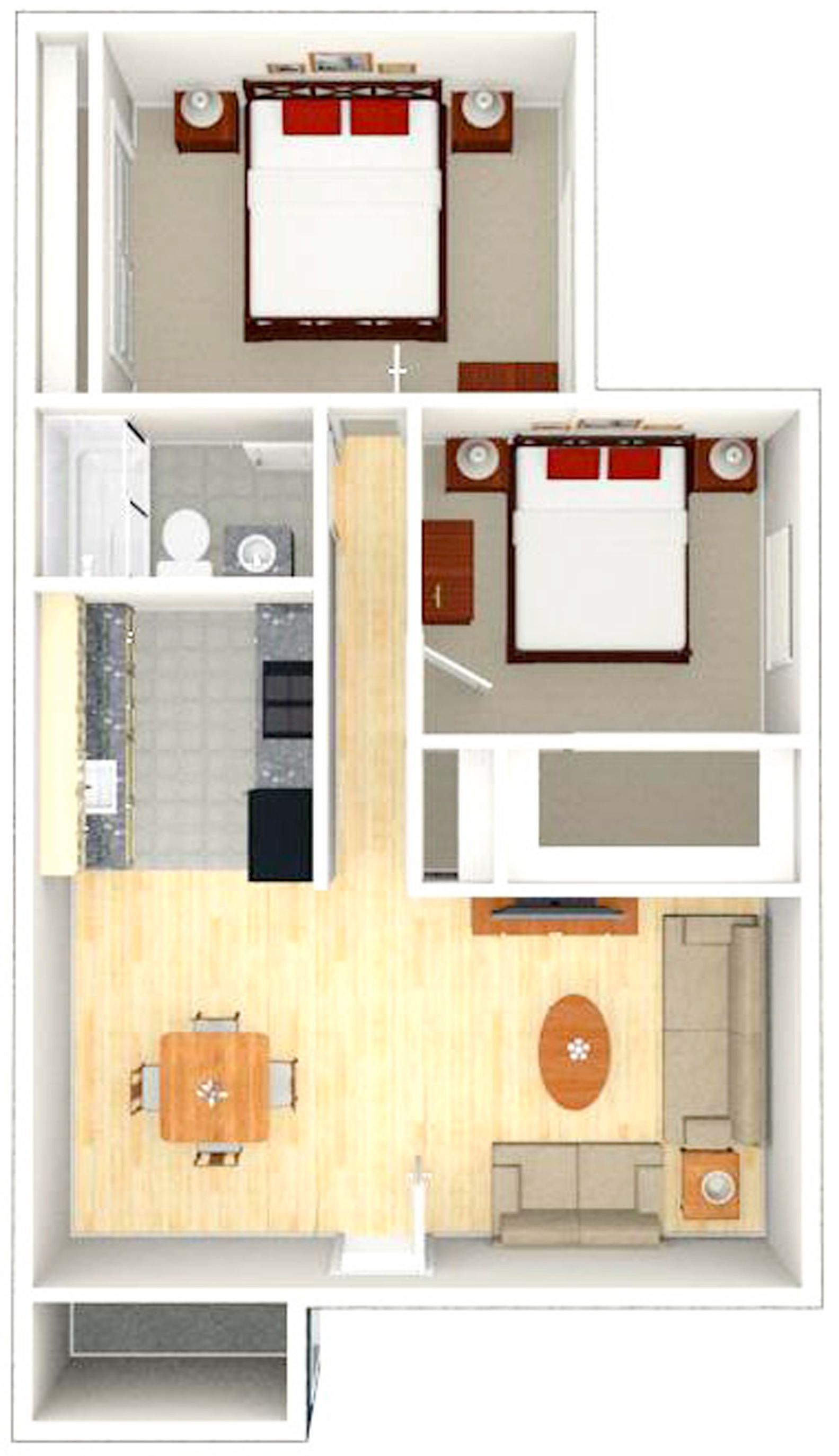 2 Bed  | 1 Bath