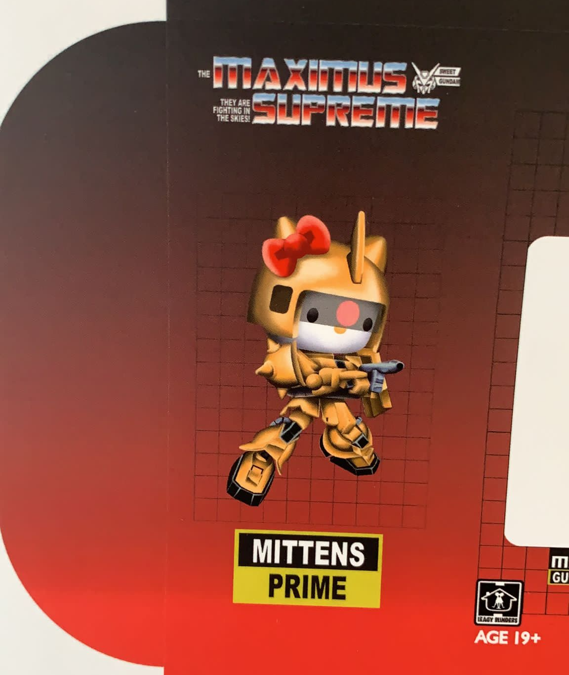 A poster for mittens prime has a cartoon character on it