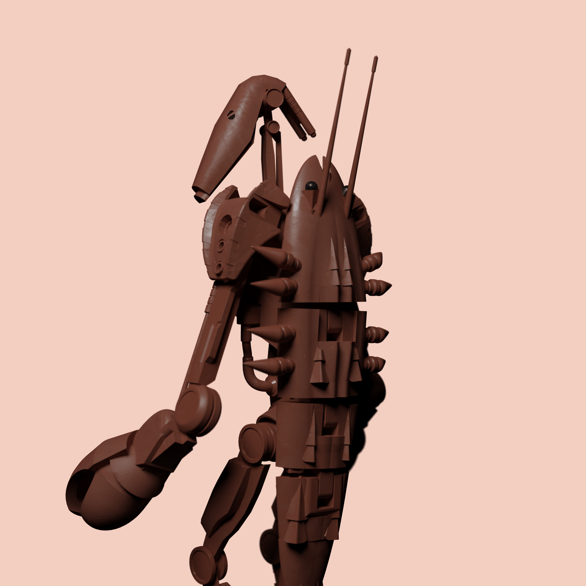 A 3d model of a robot with antennas on it