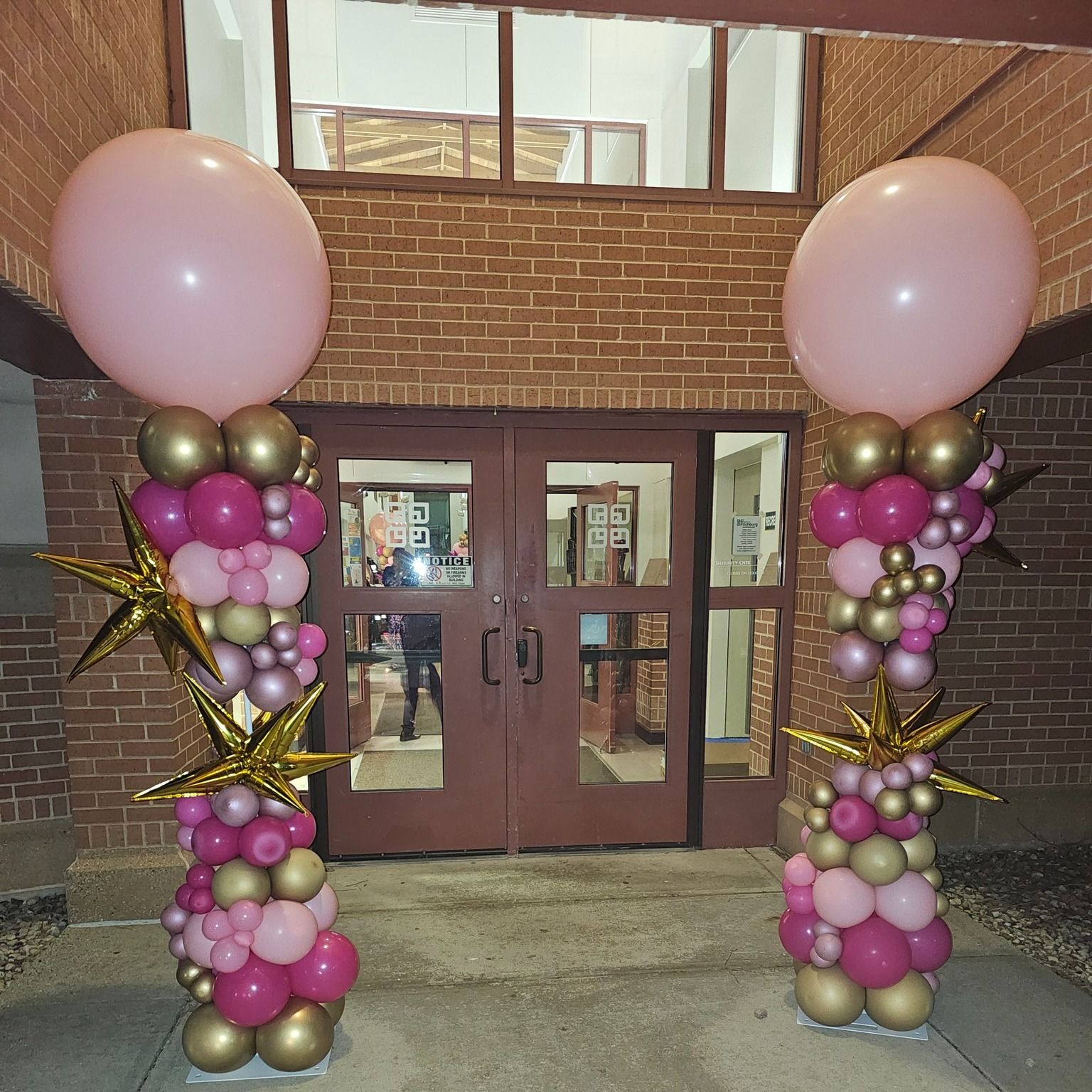 Fancy Pink and Starbursts column. Foil starbursts with unique column style. 