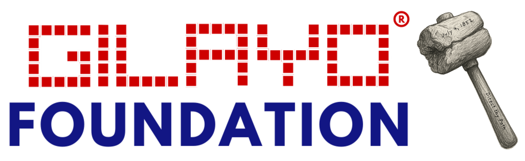 A blue and red logo for the gilayo foundation