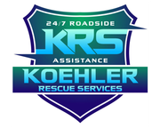 Logo for Koehler Rescue Services, featuring the acronym "KRS" and shield design, blue and green color scheme.
