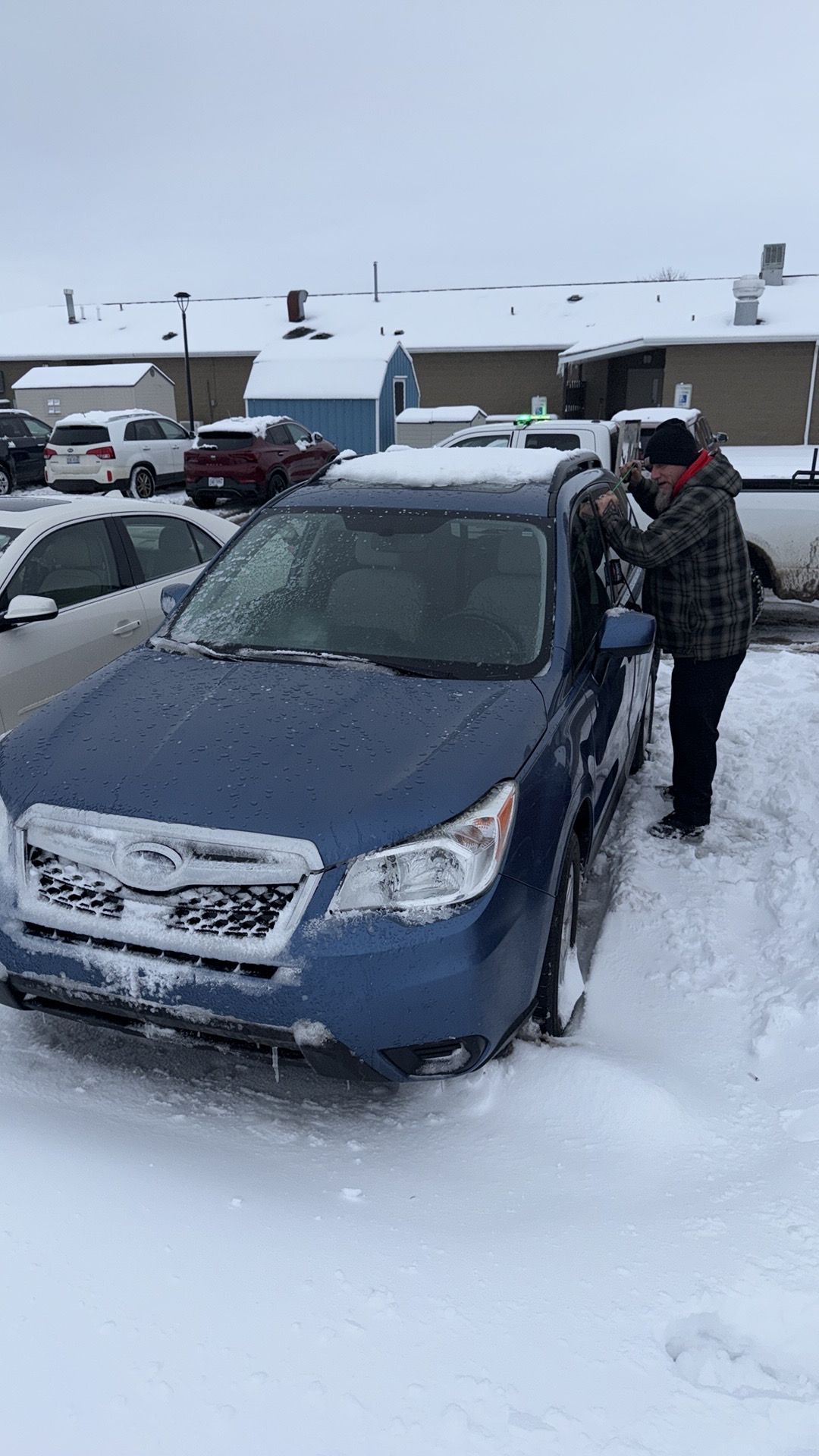 Mike working hard unlocking the vehicle