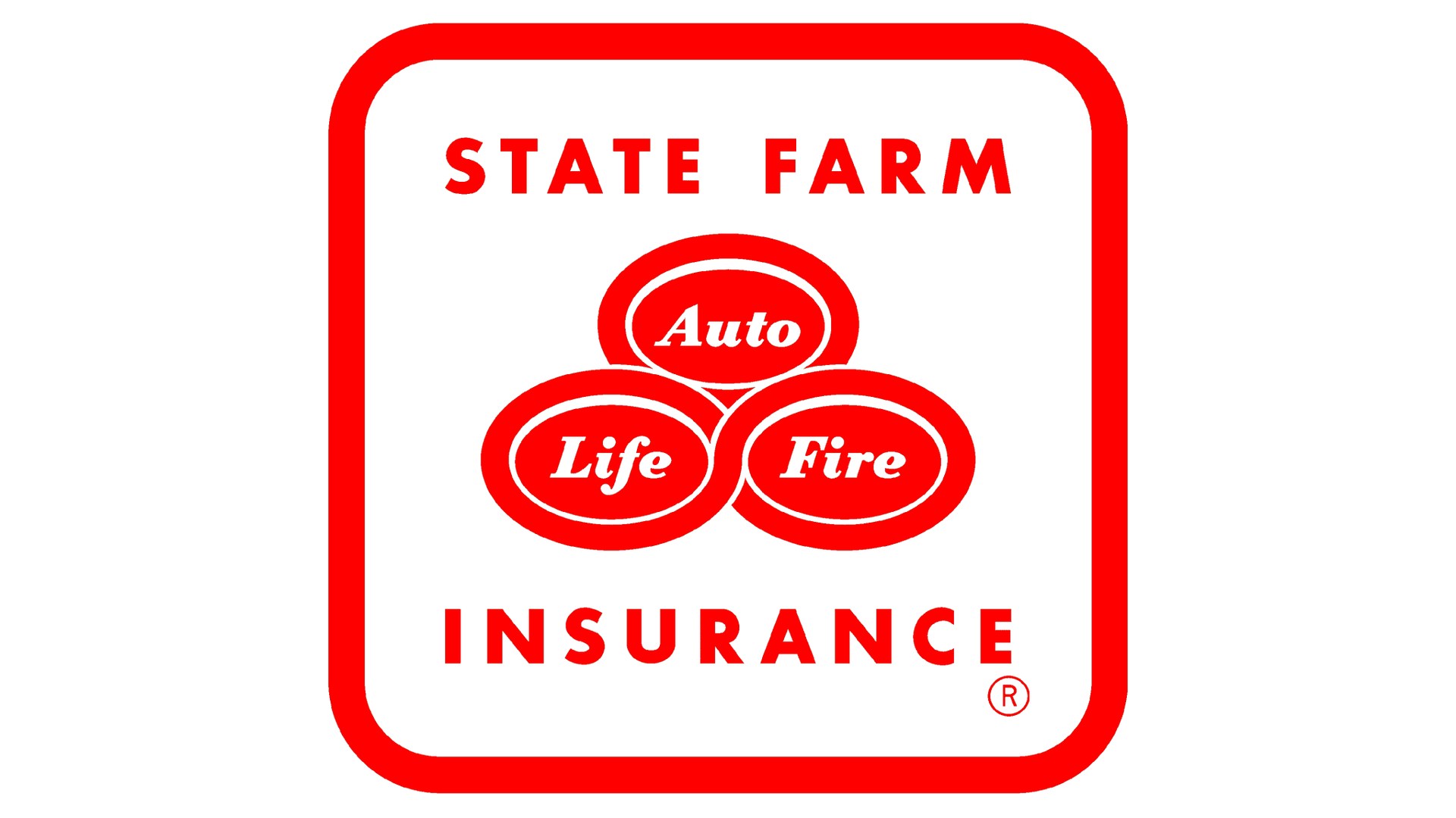A red and white logo for state farm insurance.