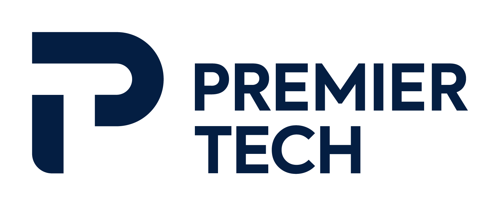 Le logo de premier tech est un logo bleu et blanc sur fond blanc.