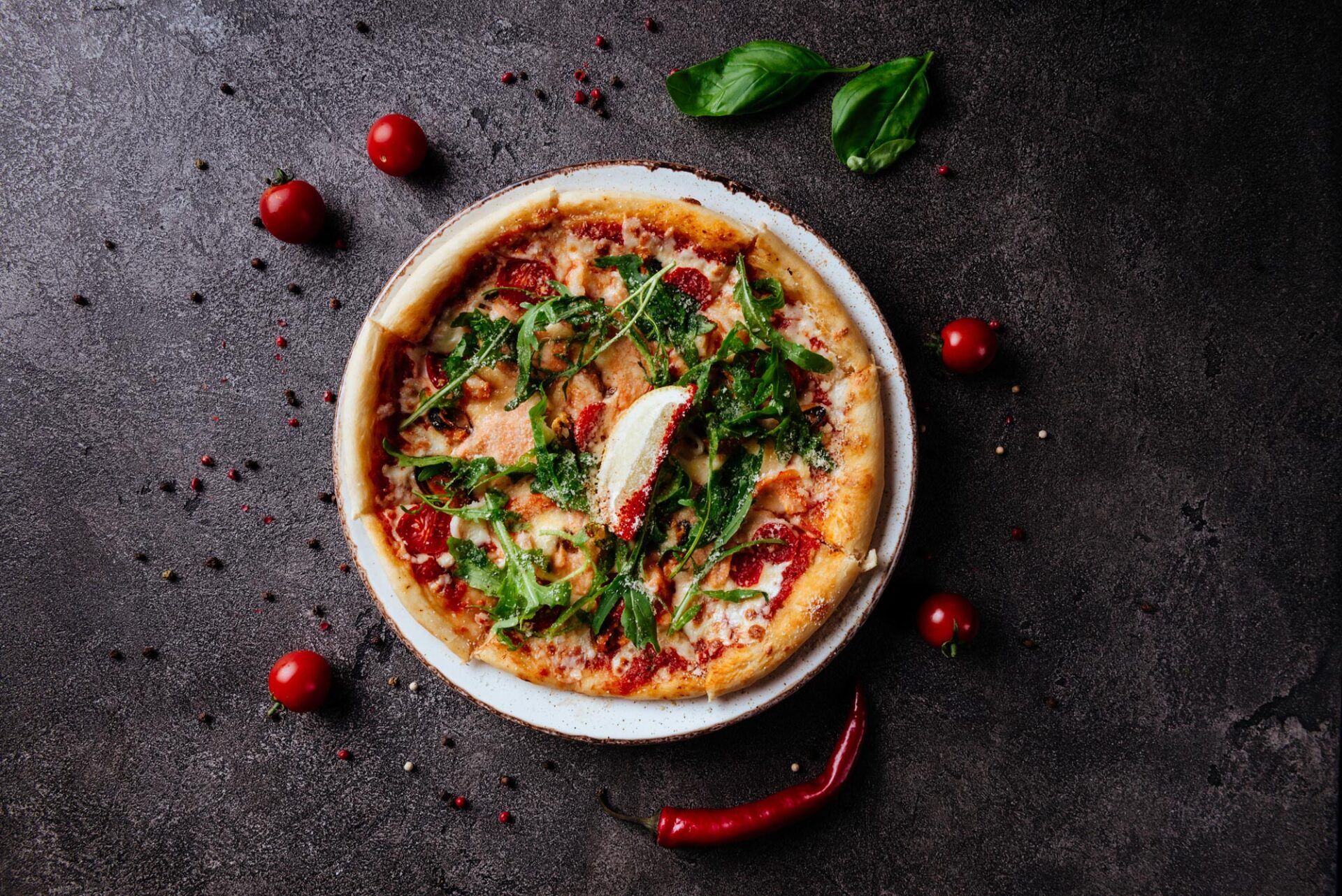 Pizza, Chicken, and Vegies — Siesta Key, FL — Panificio
