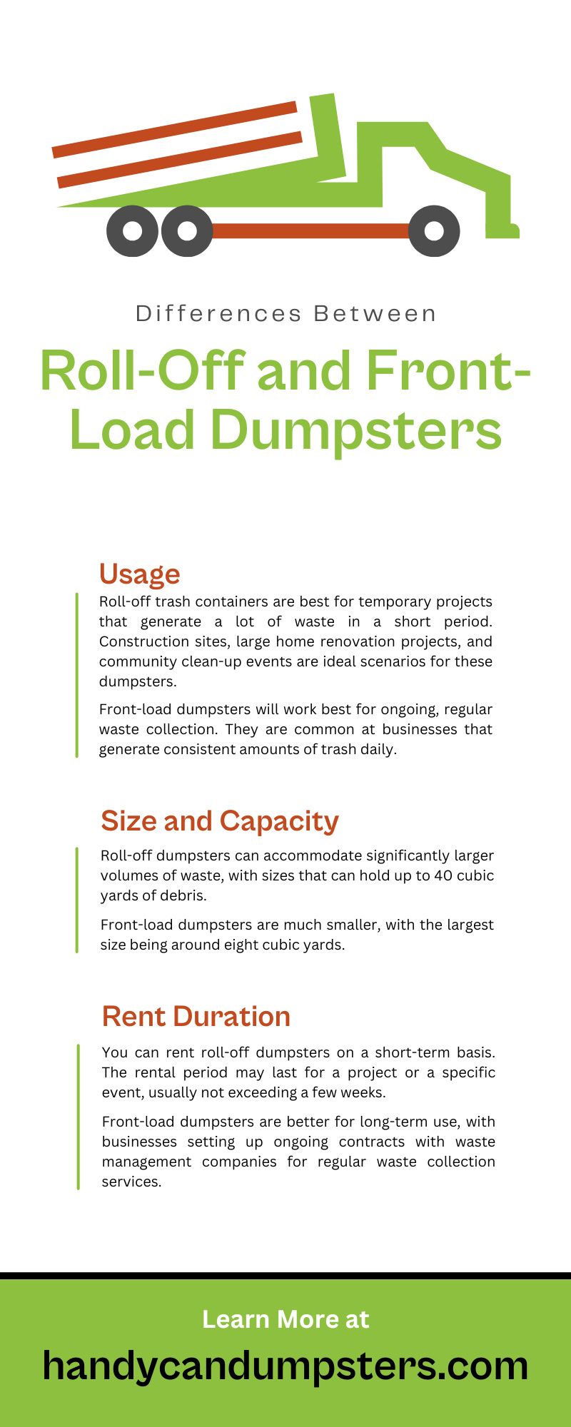 Differences Between Roll-Off and Front-Load Dumpsters