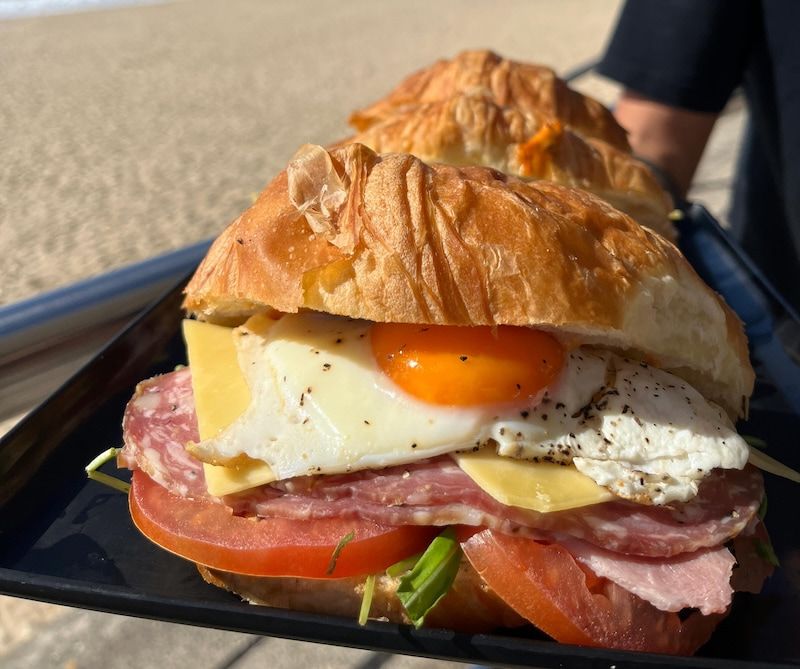 A Sandwich On A Black Plate — Beach Bums Cafe In Forster, NSW