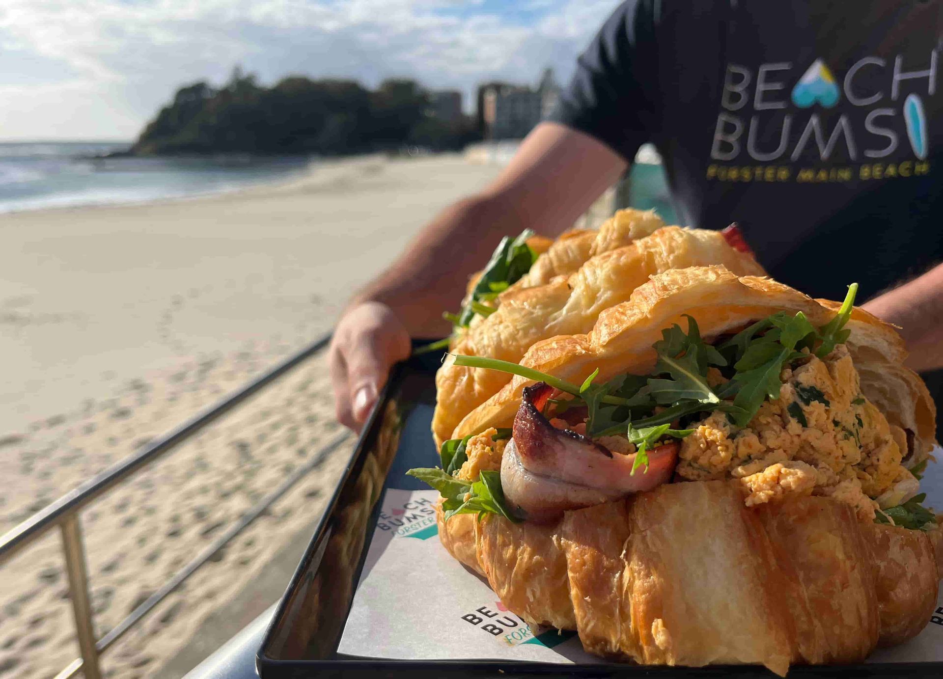 A Sandwich On A Tray On The Beach — Beach Bums Cafe In Forster, NSW