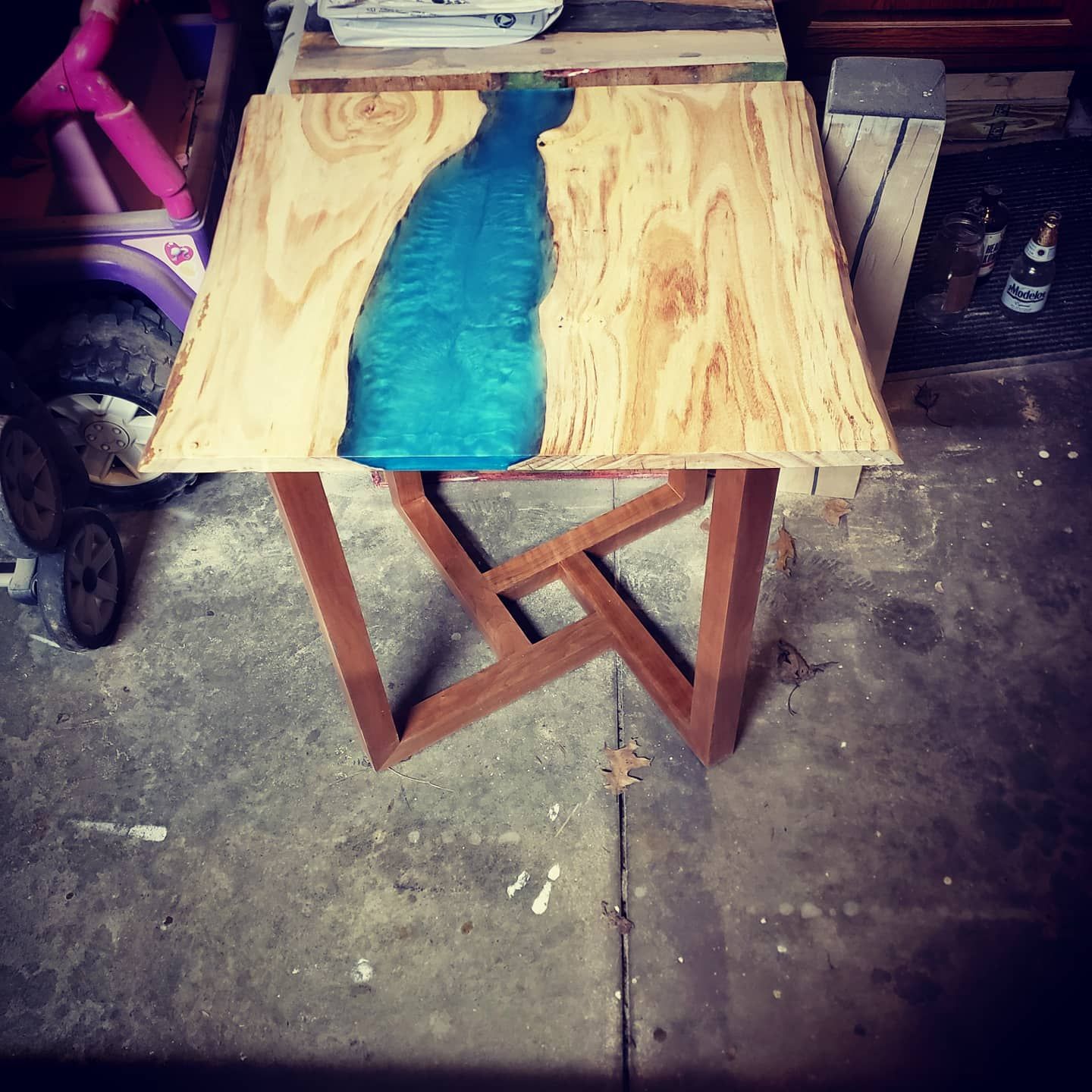 Custom table with epoxy pour