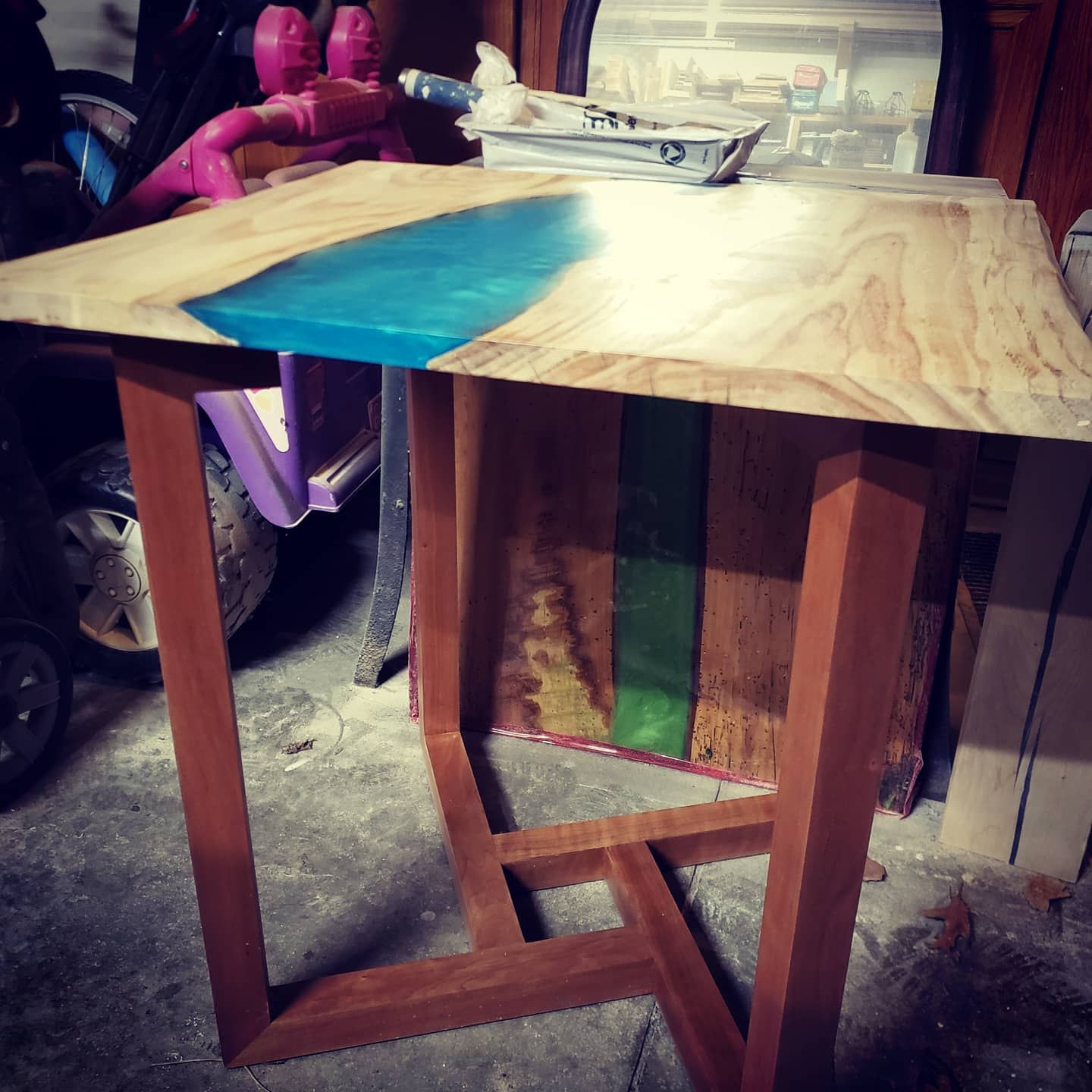 Custom table with epoxy pour