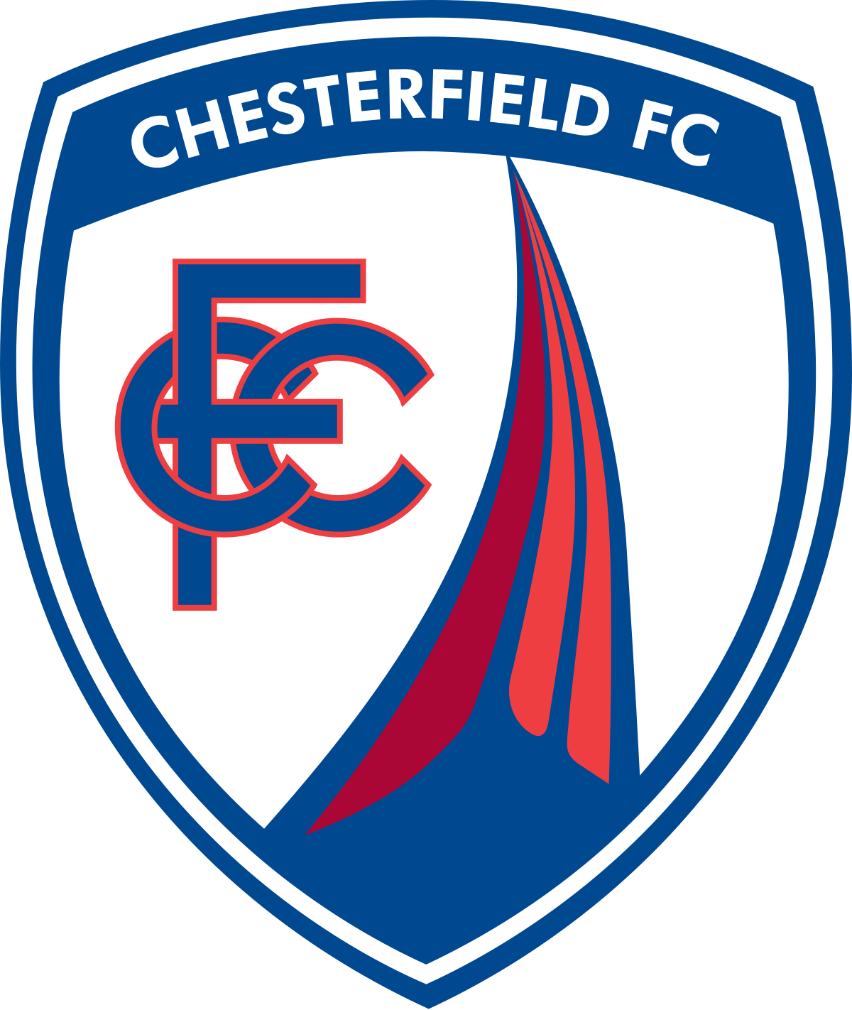 The logo for chesterfield fc is blue and red