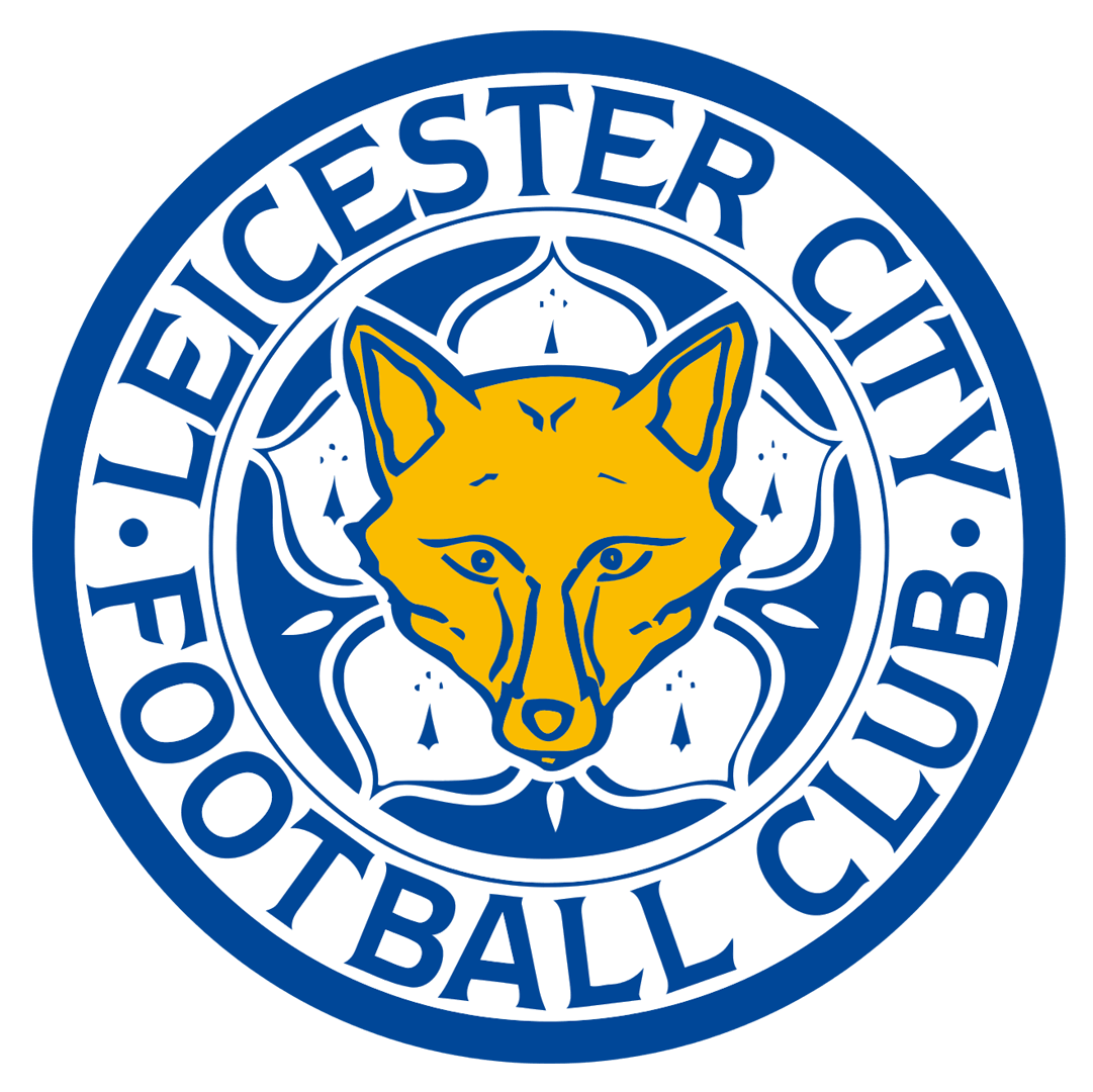 The leicester city football club logo has a yellow fox on it