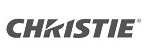A black and white logo for Christie on a white background.
