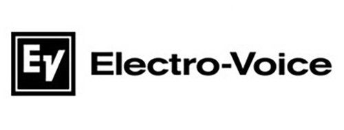 A black and white logo for ey electro-voice on a white background.