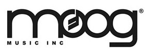 A black and white logo for moog music inc