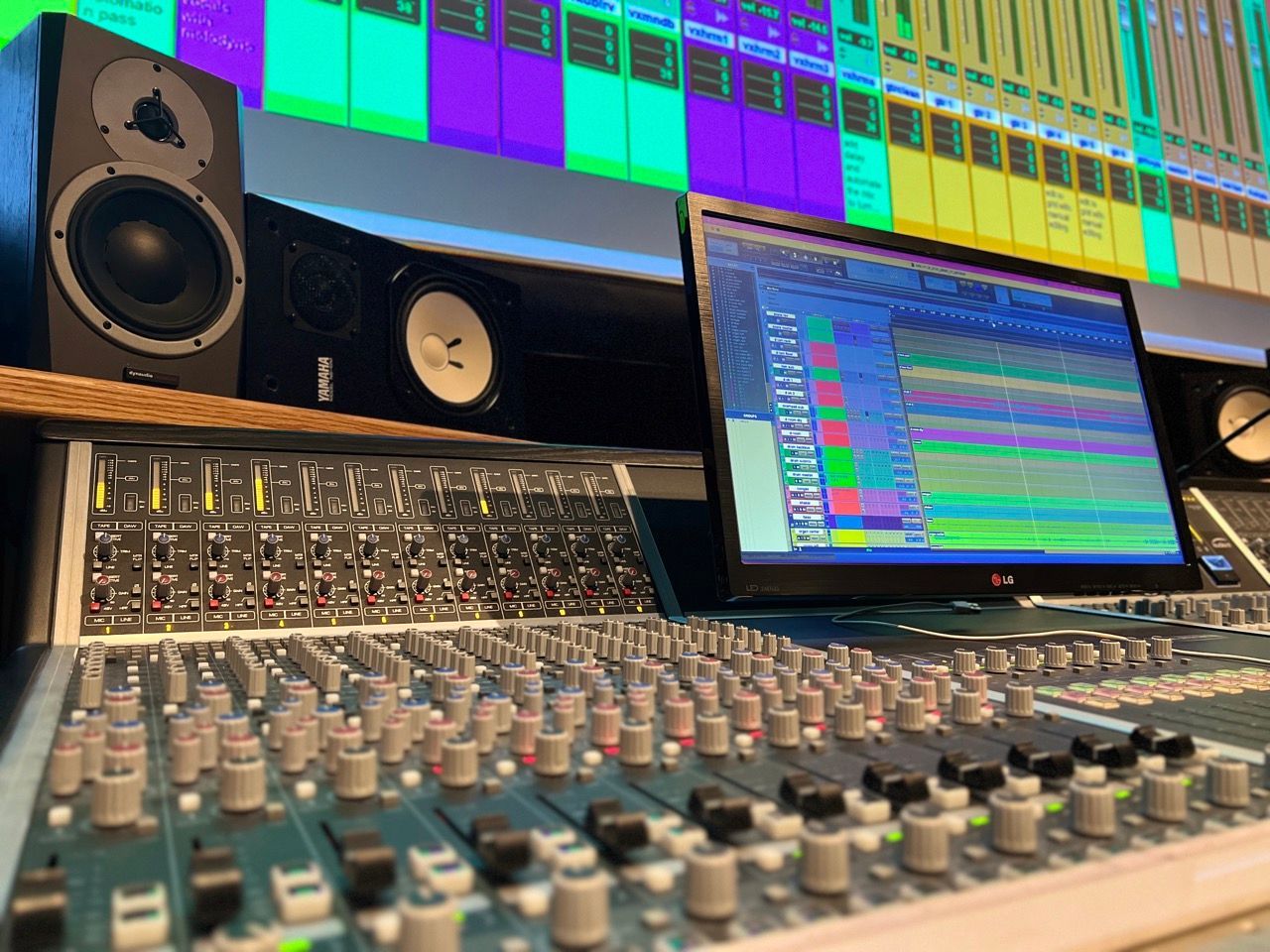 music production mixing board at OIART