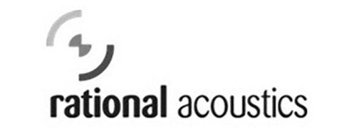 A black and white logo for rational acoustics
