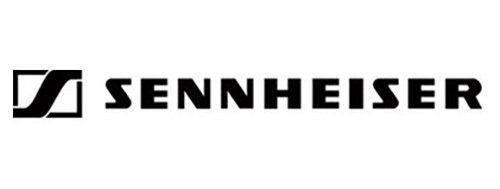 A black and white logo for sennheiser on a white background.