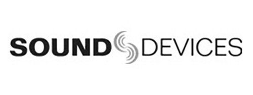 A black and white logo for sound devices on a white background.