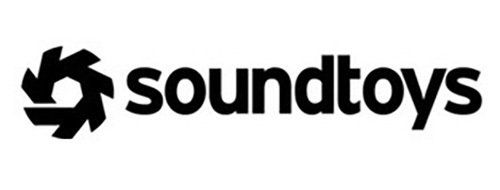 A black and white logo for soundtoys on a white background.