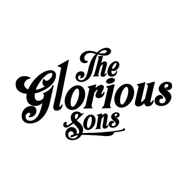 A black and white logo for the glorious sons on a white background.