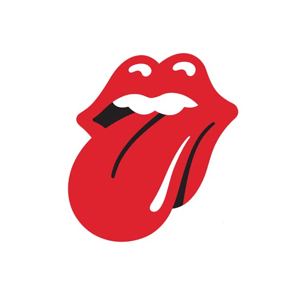 A rolling stones logo with a red tongue sticking out
