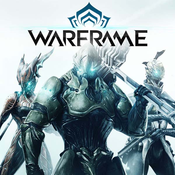 A group of soldiers are standing next to each other in front of a warframe logo.