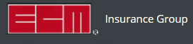 Logo of EGM Insurance Group; red box with white lines and text 