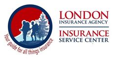 Logo for London Insurance Agency: Hikers on mountain in red/blue circle, text: