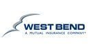West Bend Mutual Insurance Company logo; blue text, stylized bird icon.