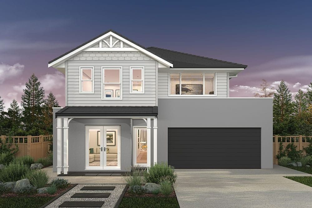 A White House with A Black Roof and A Black Garage Door — Evolution Building Group Dapto, NSW