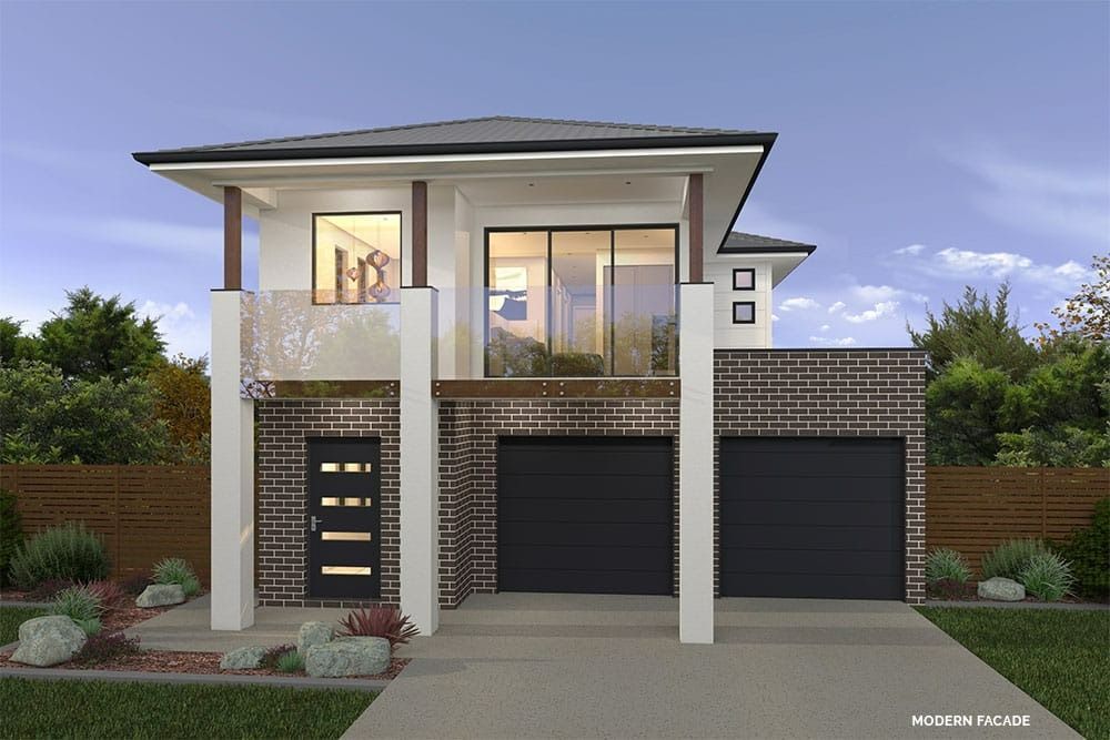 A Modern House with Two Garages and A Balcony — Evolution Building Group Dapto, NSW