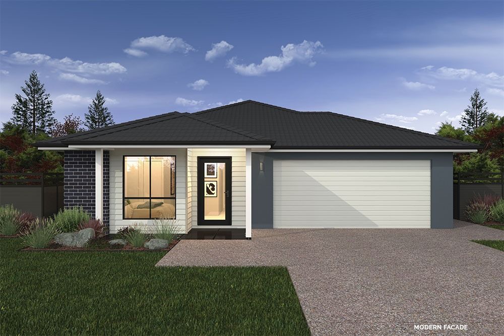 A Rendering of A House with A Black Roof and A White Garage Door — Evolution Building Group Dapto, NSW
