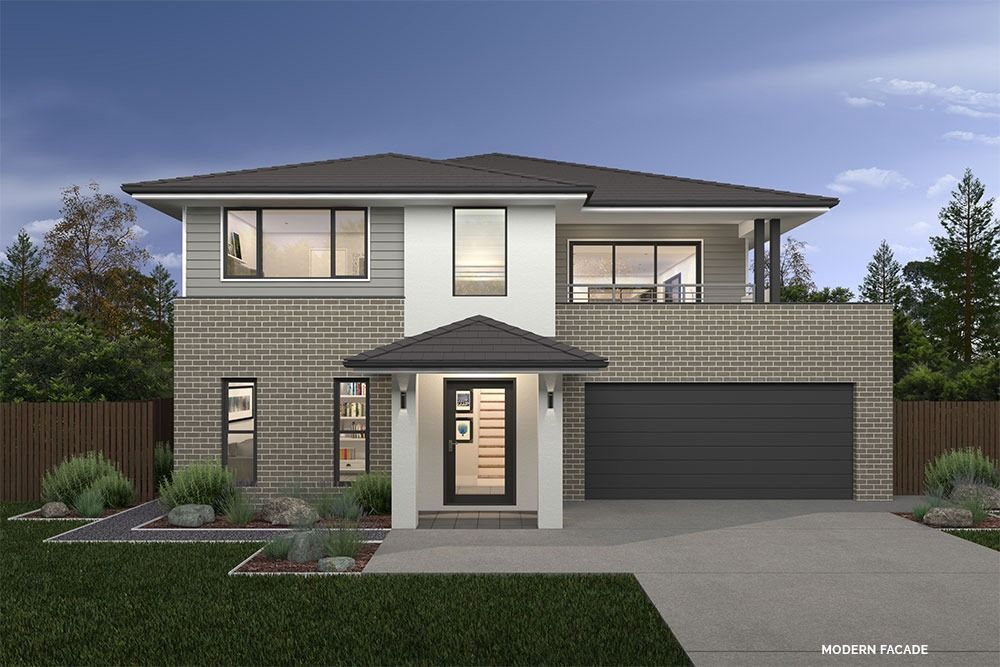 An Artist's Impression of A Modern House with A Black Garage Door — Evolution Building Group Dapto, NSW