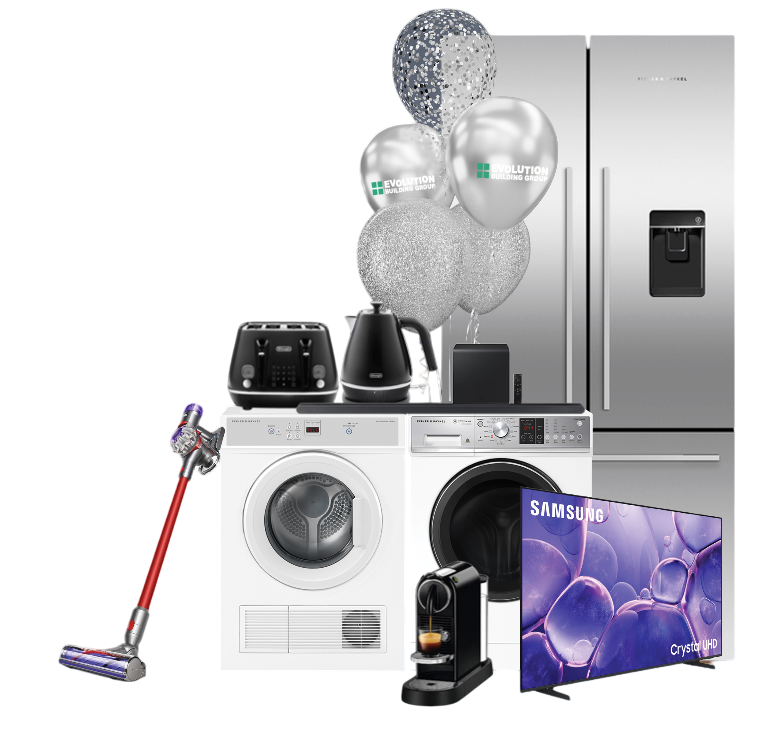 Assortment of Silver Appliances With Balloons — Evolution Building Group in Dapto, NSW