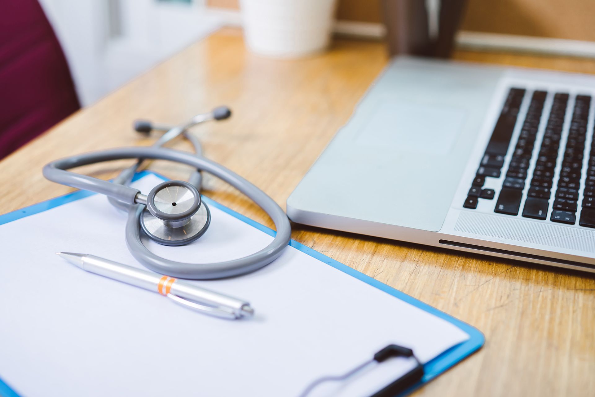 stethoscope medicine laptop computer doctor hospital