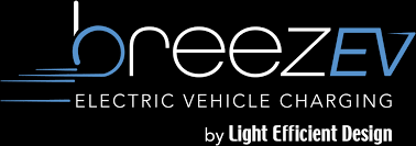 The logo for breezev electric vehicle charging by light efficient design