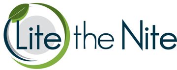 A logo for life the nite with a green leaf in the middle.