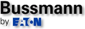 The logo for bussmann by eaton is blue and black